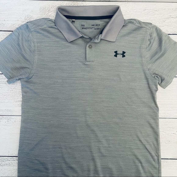 Under Armour Boys Heatgear Grey Polo Shirt Size M - Picture 2 of 6